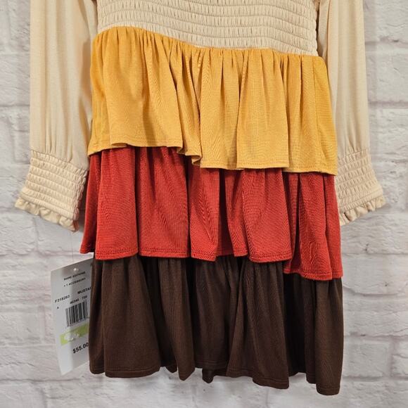 L Rare Editions Multicolor Layered Dress Color Block Peasant Girls Sz 4 NWT Boho - Picture 7 of 9